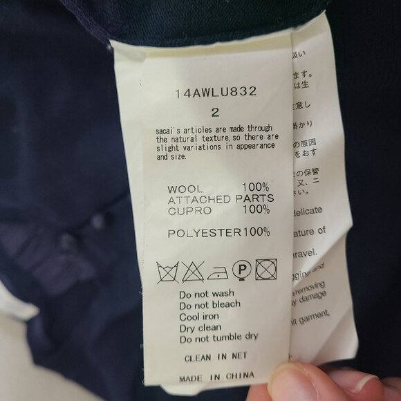 Sacai Luck Women’s Cardigan w/Layered Chiffon Hem & Front Pockets Blue Size 2 - Picture 4 of 9